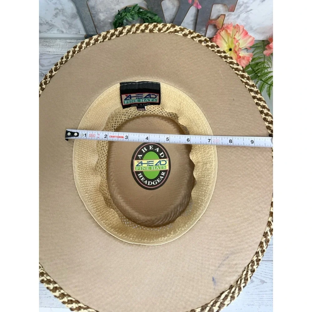 Ahead Fine Hats Headgear Unisex Two Tone Straw Golf Hat Fedora S/M Vintage Retro